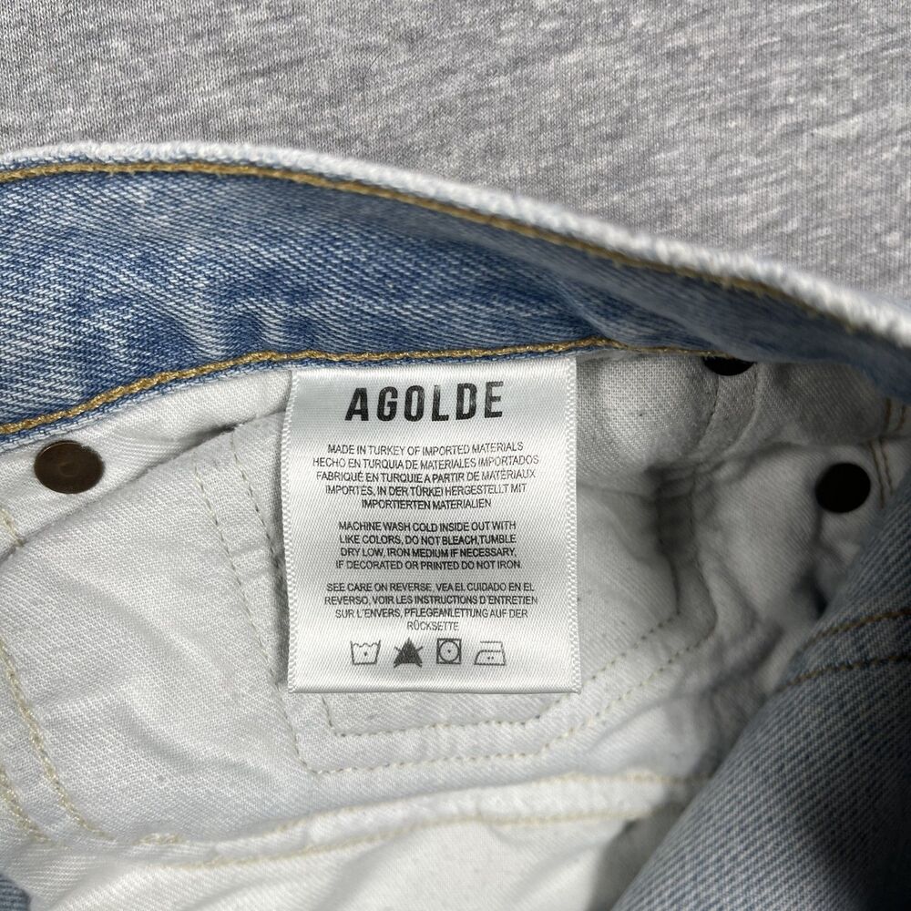 AGOLDE Jeans Womens 30 Blue Wide-Leg Relaxed Light Wash Distressed Y2K - Picture 9 of 13